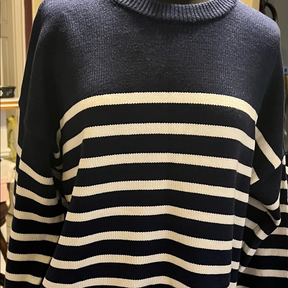 XL sweater Philosophy Navy White Striped Sweater Top SizeXL - Picture 2 of 6